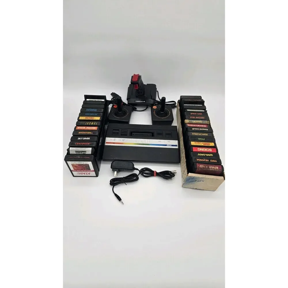 Vtg Atari 2600 Junior Jr Console System Bundle 30 Games Tested 3 Controllers